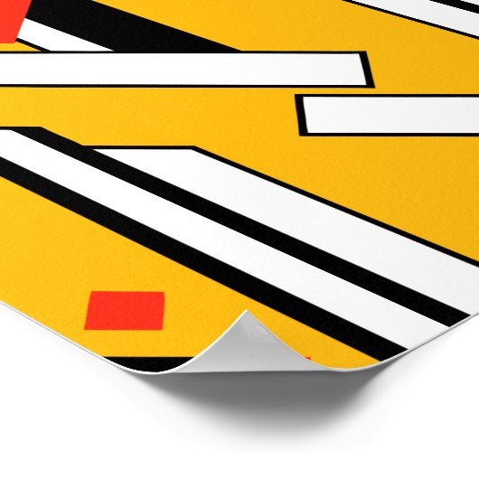 Geometric Design with Bold Lines & Red Diamonds Poster (Hoek)