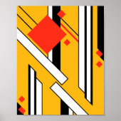 Geometric Design with Bold Lines & Red Diamonds Poster (Voorkant)
