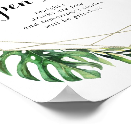Geometric Destination Wedding Open Bar Sign Poster (Hoek)