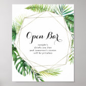 Geometric Destination Wedding Open Bar Sign Poster (Voorkant)