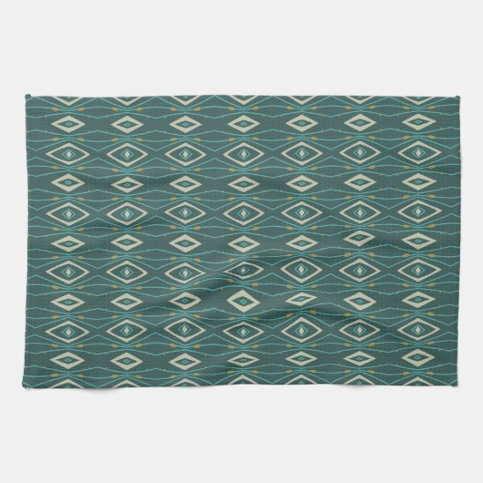 Geometric Diamond Abstract Teal Kitchen Towels Theedoek (Horizontaal)