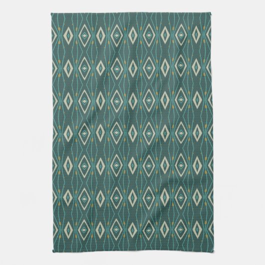 Geometric Diamond Abstract Teal Kitchen Towels Theedoek (Verticaal)