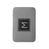 Geometric Diamond Pattern Black and White Monogram Badmat (Voorkant Verticaal)
