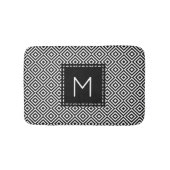 Geometric Diamond Pattern Black and White Monogram Badmat (Voorkant)