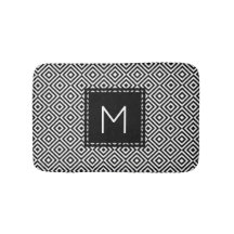 Geometric Diamond Pattern Black and White Monogram