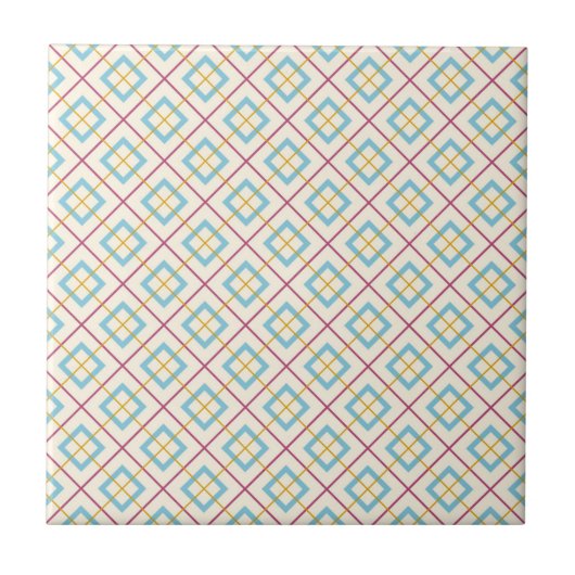 Geometric Diamond Pattern Pastel Pink and Blue Tegeltje (Voorkant)