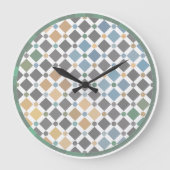 Geometric Diamond Pattern Wall Clock – Modern Alha Grote Klok (Voorkant)