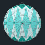 Geometric Diamonds & Starbursts Dart Board Dartbord<br><div class="desc">This Geometric Diamonds & Starbursts Dart Board has all of the kitschy charm of something that is kitschy and charming. The vintage inspirired design features a mod, peacock blue background with light blue, elongated hexagons, layered with turquoise diamonds, and peacock blue starbursts. It's a kaleidoscope of retro goodness! This 1950’s...</div>