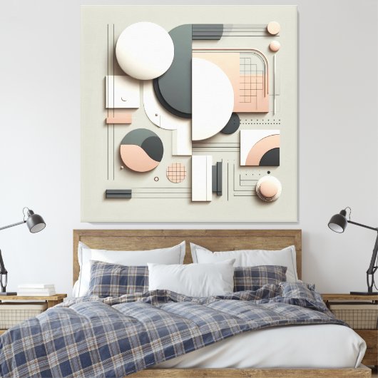 Geometric Dimensional Structure Canvas Afdruk (Insitu (Slaapkamer))