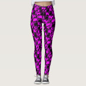 Geometric Distressed Neon Magenta Pattern Leggings (Voorkant)
