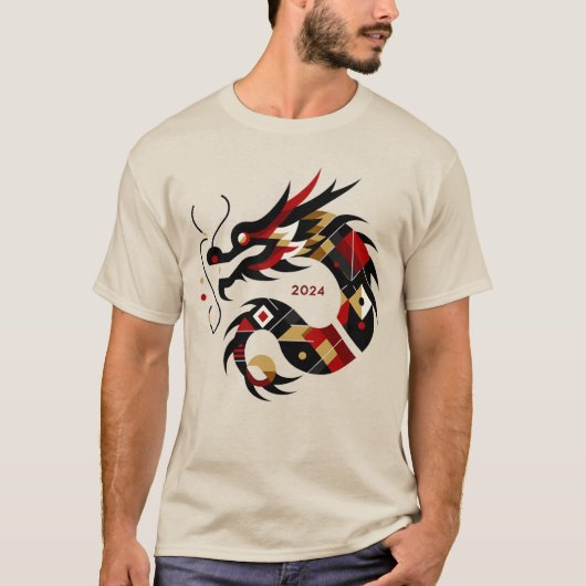 Geometric Dragon 2024 - Abstract sterrenbeeld T-shirt (Voorkant)