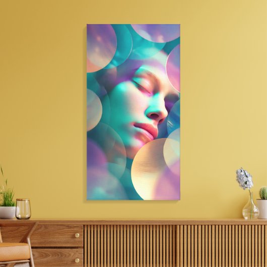 Geometric Dreams Abstract Sleeping Woman Canvas Ar Afdruk (Insitu (Woonkamer))