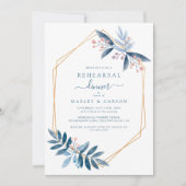 Geometric Dusty Blue Elegant Rehearsal Dinner Kaart (Voorkant)