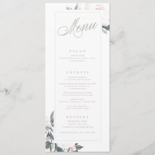 Geometric Dusty Blue Peony Wedding Menu