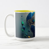 Geometric Earth Art, Abstract Global Network Mug Tweekleurige Koffiemok (Links)