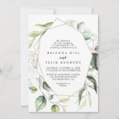 Geometric Elegant Gold Greenery Diamond Wedding Kaart (Voorkant)