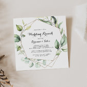 Geometric Elegant Gold Greenery Wedding Brunch Kaart