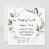 Geometric Elegant Gold Greenery Wedding Brunch Kaart (Voorkant)
