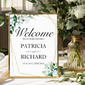 Geometric Elegant Greenery Wedding Welcome Sign Poster