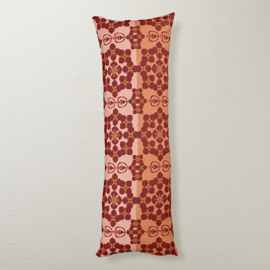 Geometric Ethnic Pattern Body Pillow – Burgundy Re Lichaamskussen (Achterkant (Verticaal))