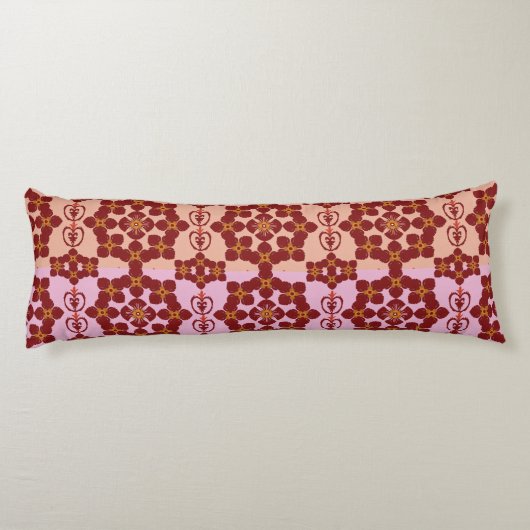Geometric Ethnic Pattern Body Pillow – Burgundy Re Lichaamskussen (Achterkant)