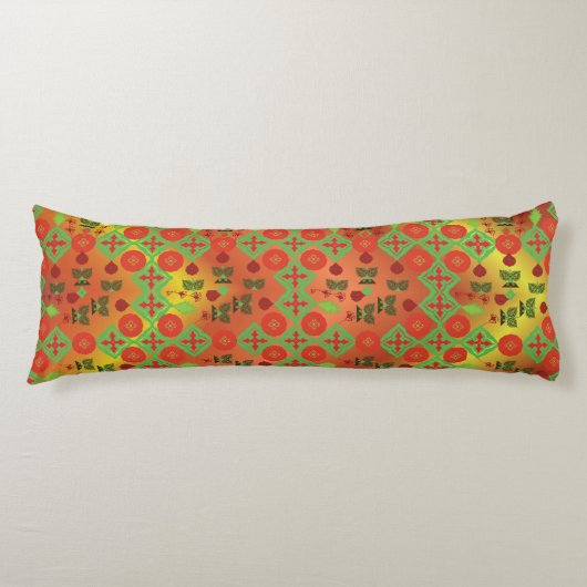 Geometric Ethnic Pattern Body Pillow – Burgundy Re Lichaamskussen (Voorkant)
