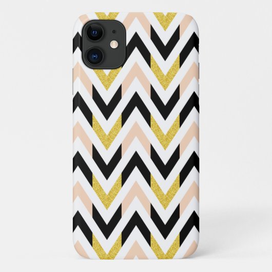 Geometric Faux Glitter Chevron Pattern Case-Mate iPhone Case (Achterkant)