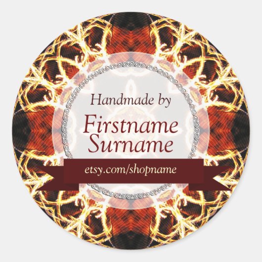 Geometric Fire Handmade by Label Sticker (Voorkant)