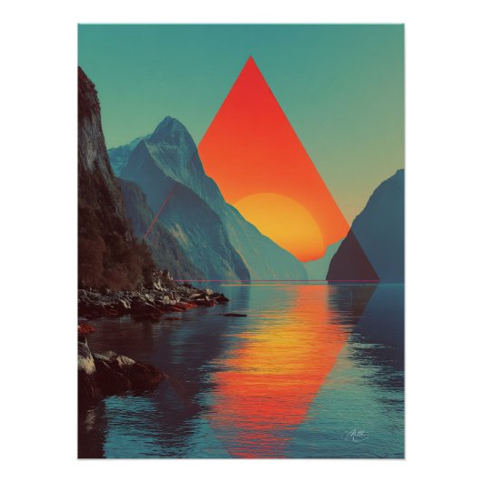 Geometric Fjord Sunset Perfect Poster (Voorkant)