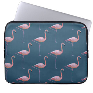 Geometric Flamingo Print Blauwgroen Laptop Sleeve