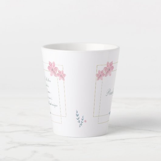 Geometric Floral Beauful Moeder Quote Latte Mok (Voorkant)