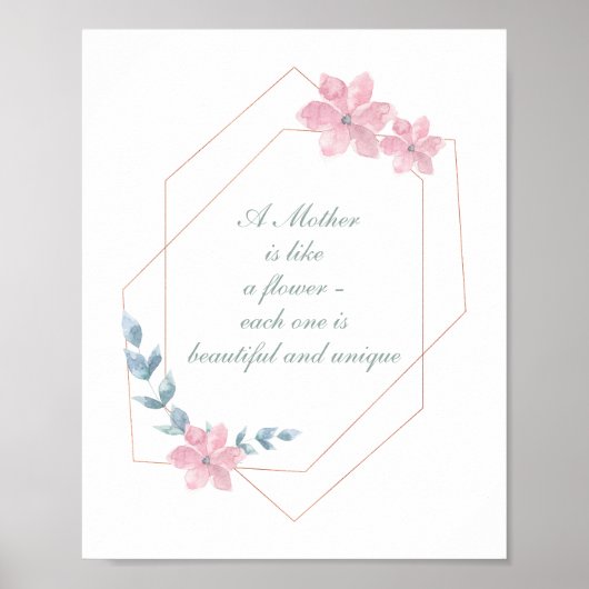 Geometric Floral Beauful Moeder Quote Poster (Voorkant)