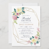 Geometric Floral Blush Greenery Gold Vrijgezellenf Kaart (Voorkant)