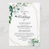 Geometric Floral Greenery Wedding Programme Programmakaart (Voorkant)