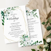 Geometric Floral Greenery Wedding Programme Programmakaart