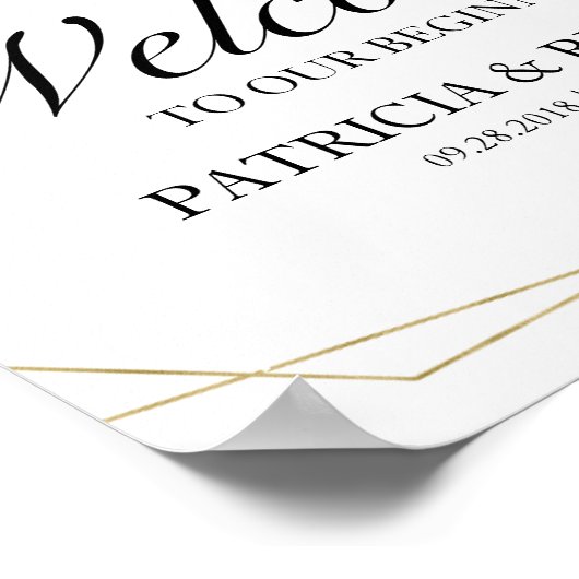 Geometric Floral Greenery Wedding Welkomstbord Poster (Hoek)