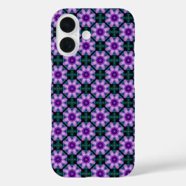 Geometric Floral in Purple iPhone 16 Hoesje