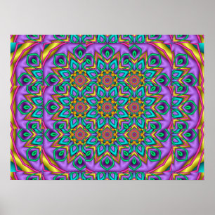 Geometric Floral Kaleidoscoop Poster