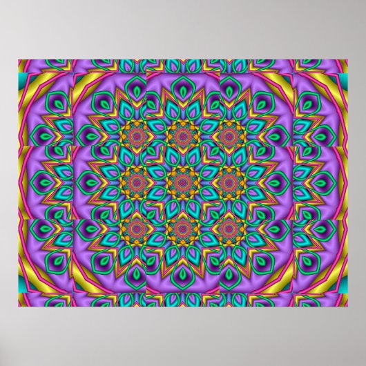 Geometric Floral Kaleidoscoop Poster (Voorkant)