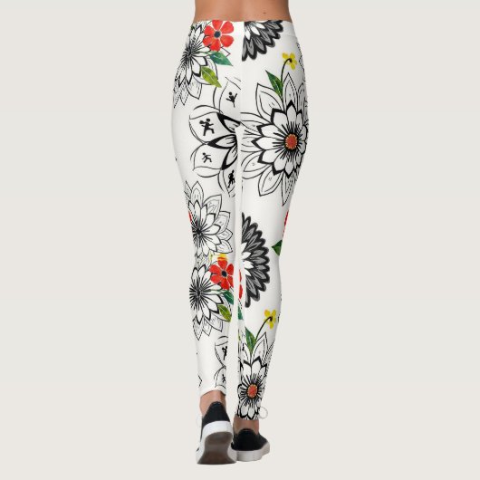 Geometric Floral Mandalas Seamless Pattern Leggings (Achterkant)