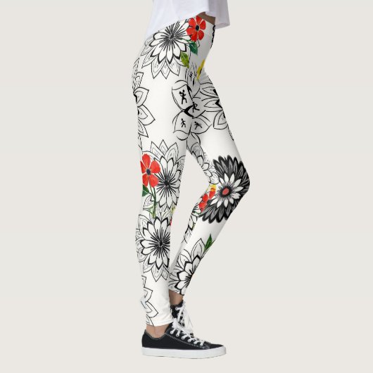 Geometric Floral Mandalas Seamless Pattern Leggings (Rechts)