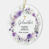 Geometric Floral Paars Godmoeder keepomwille Keramisch Ornament (Links)
