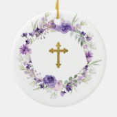 Geometric Floral Paars Zal je godmoeder worden? Keramisch Ornament (Achterkant)