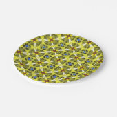 geometric floral pattern in yellow, blue, brown papieren bordje (Gekanteld)