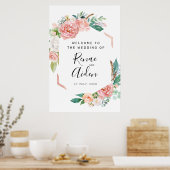 Geometric Floral Wedding welkomstteken, floral Poster (Keuken)