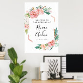Geometric Floral Wedding welkomstteken, floral Poster (Thuiskantoor)