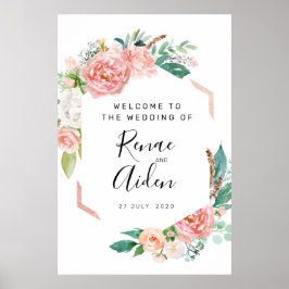 Geometric Floral Wedding welkomstteken, floral Poster