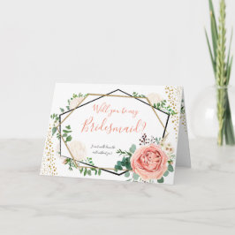 Geometric Floral Wil je mijn bruidsmeisje Kaart zi