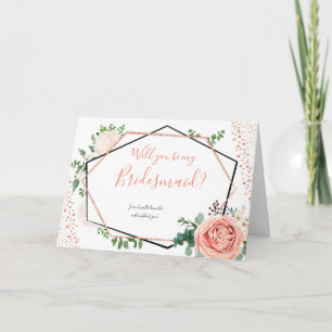 Geometric Floral Wil je mijn bruidsmeisje Kaart zi