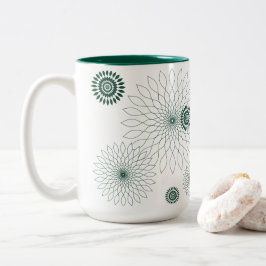 Geometric Flower〜グリーン〜 Tweekleurige Koffiemok